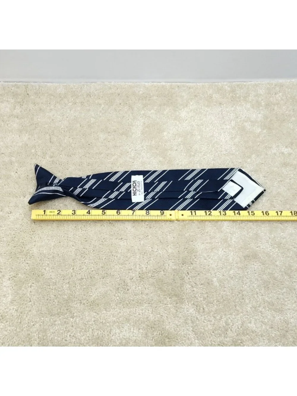 Hickok Le-Bils Clip On Necktie Striped Polyester Pre-Tied Mid Century Vintage
